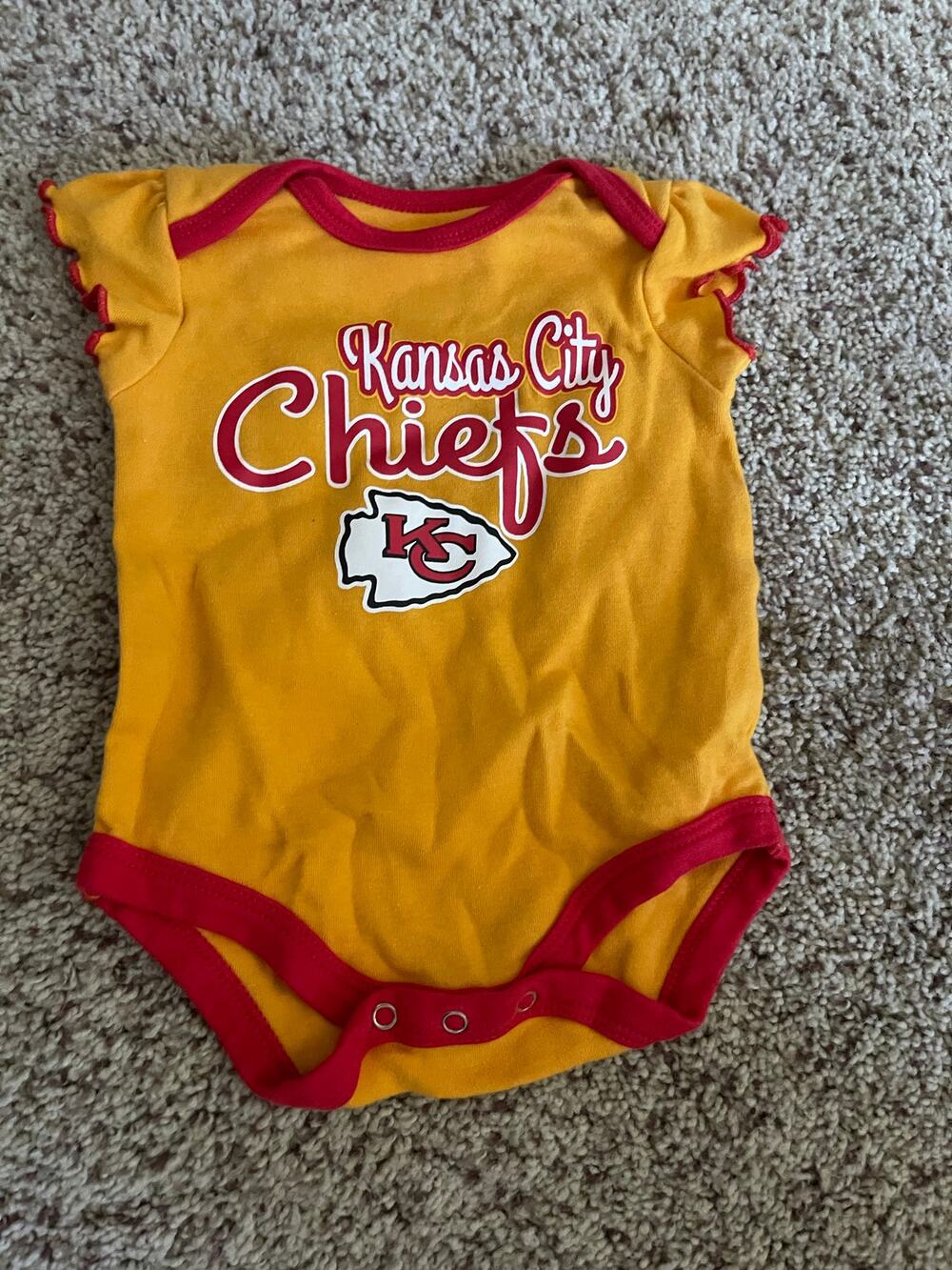 NFL 0-3 month Chiefs football onesie